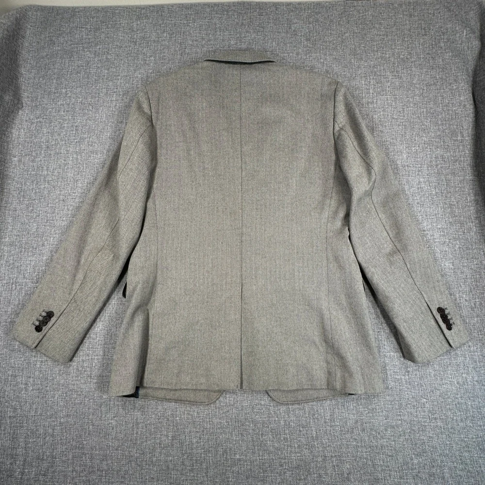 Banana Republic Blazer Mens 42R Gray Herringbone Tailored Fit Cotton Sport Coat